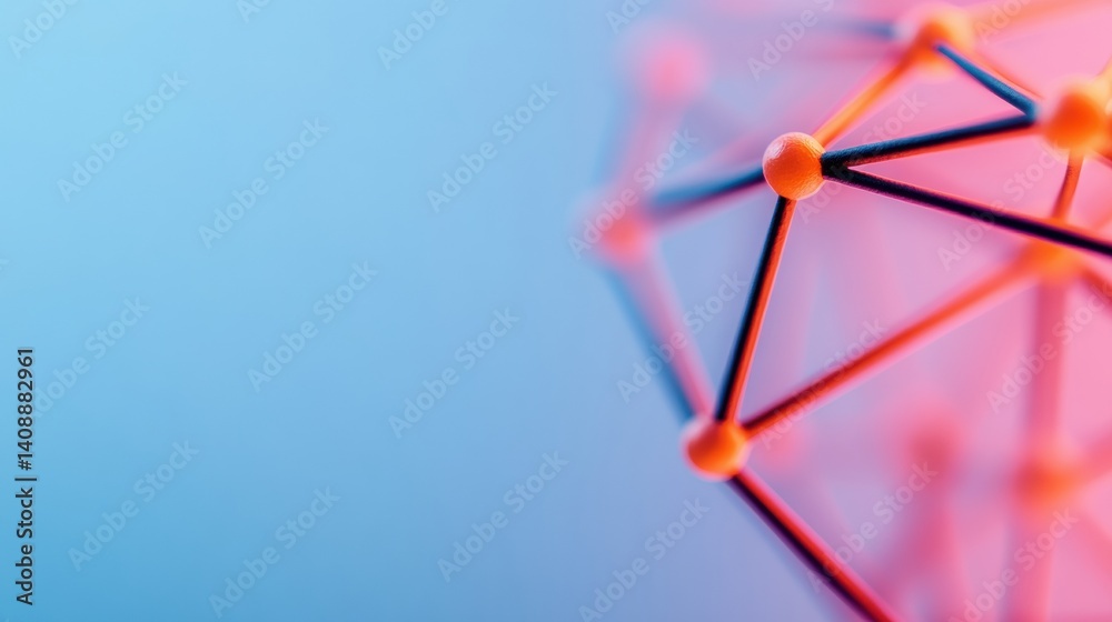 Fototapete Quantum Network Connectivity Futuristic Digital Mesh Visualization Exploring AI-Driven Infrastructure Innovation with Vibrant Gradient Design