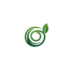 Eco-Friendly Logo with Green Leaf and Circle Design