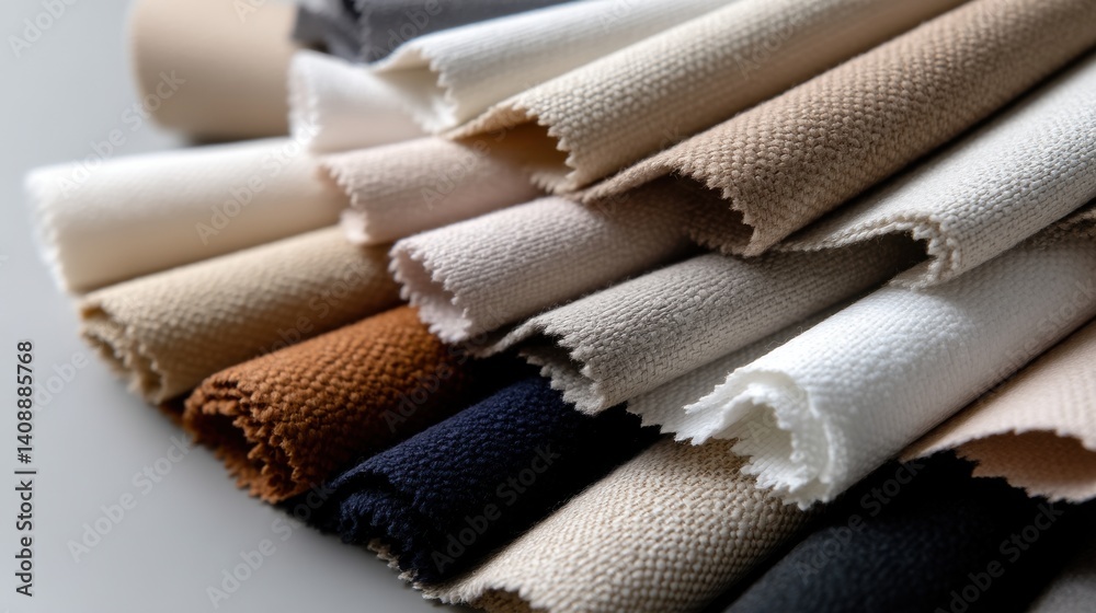 Poster A stack of different colored fabric with a white one on top