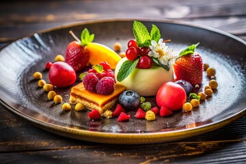 Gourmet Dessert Plate with Fresh Berries