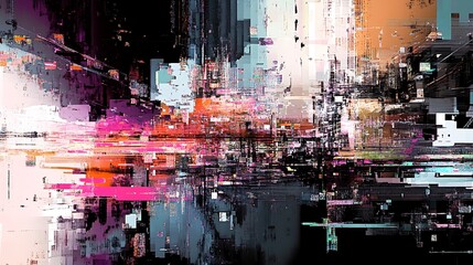 Fototapeta premium Abstract Digital Landscape with Pixelated Geometric Shapes