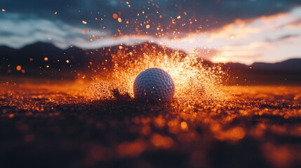 Cinematic Golf Tech Visualization Explosive Precision Training Moment Capturing Dynamic Sports Performance with Cutting-Edge Visual Simulation and Dramatic Lighting Impact
