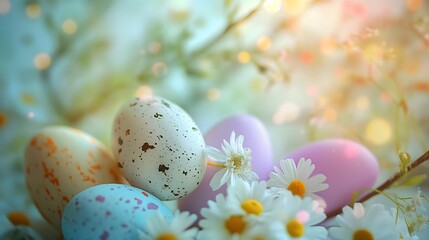 Fototapeta premium Easter Eggs and Daisies