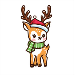 reindeer with christmas hat