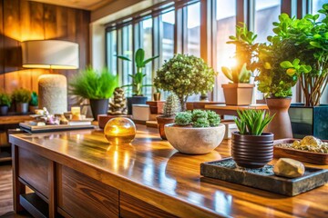 Fototapeta premium Indoor Plants on Wooden Table