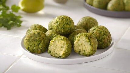 Delicious Green Falafel Balls Food Photography