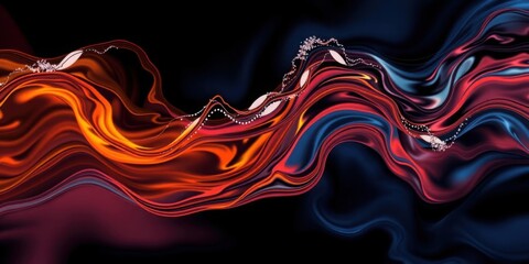 Abstract Fluid Art Red Blue and Black Swirls Background