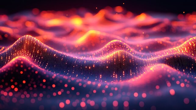 A futuristic scatter plot with glowing points, representing advanced business analytics