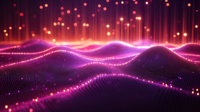 A futuristic scatter plot with glowing points, representing advanced business analytics