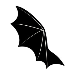 Silhouette of Dark Devil Wing. Scary Bat Wing. Flat Vector Illustration.