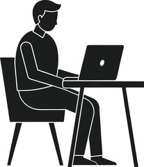 Monochrome Silhouette of Telecommuting Professional