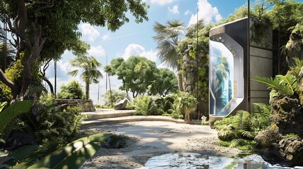Fototapeta premium Futuristic Tropical Oasis