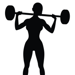 fitness girl lifting weights silhouette vector isolated on a white background