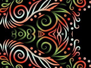 luxury traditional Indonesian Dayak batik design with aesthetic gradient background
