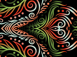 luxury traditional Indonesian Dayak batik design with aesthetic gradient background
