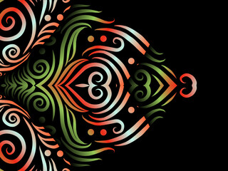 luxury traditional Indonesian Dayak batik design with aesthetic gradient background
