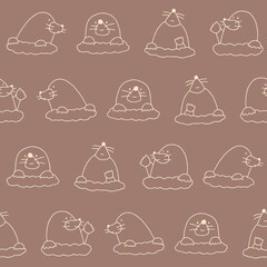 Outline Vector Mole Seamless Pattern Background for Print Fabric Surface Fashion Wrapping