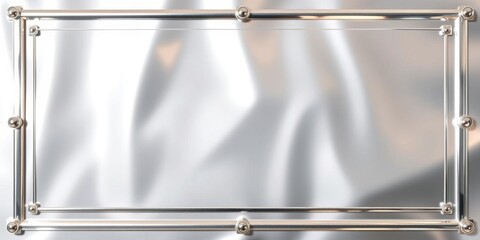 Obraz premium Elegant Silver Metal Frame on Smooth Background Luxury Design Template