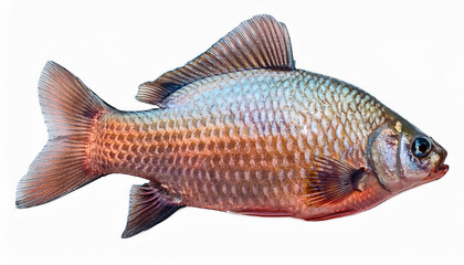 Fototapeta premium Detailed Close Up of a Single Colorful Fish Isolated on White Background Ideal for Scientific or Culinary Use