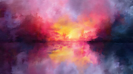 Fototapeta premium vibrant Dusk light watercolor