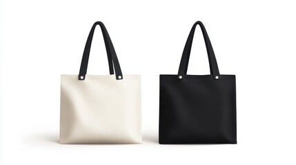 Canvas bag. mockup of fabric tote. Cloth totebag with handle. template of black and white cotton eco bag. Reusable tote for shopping. Blank mock for shopper. Ecobag for grocery.