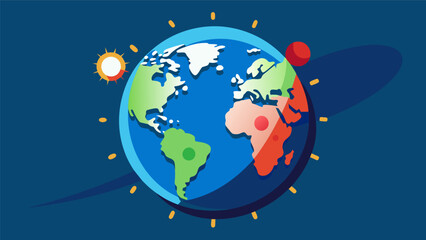 A rotating globe visualization showcasing the spread and impact of a global pandemic over time.. Vector illustration