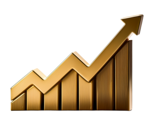 The company's graph is on the rise, profitable growth of financial markets, isolated on transparent background