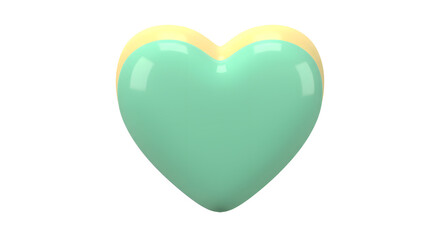 Obraz premium Teal and Yellow Heart Symbol on White Background