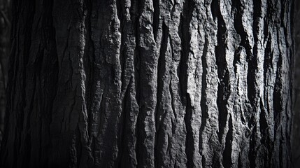 Obraz premium Dark Monochrome Tree Bark Texture Closeup Photography
