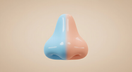 Stylized Nose 3D Render on Beige Background