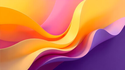 Obraz premium Colorful Flowing Abstract Waves in Yellow and Pink 