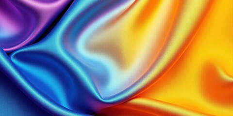 Fototapeta premium Vibrant Silk Fabric Texture Blue Purple Orange Drape