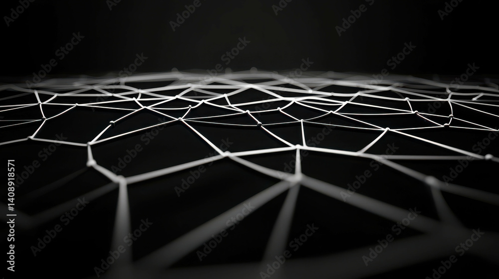 Poster intricate white web structure on dark background capturing modern abstract design elements