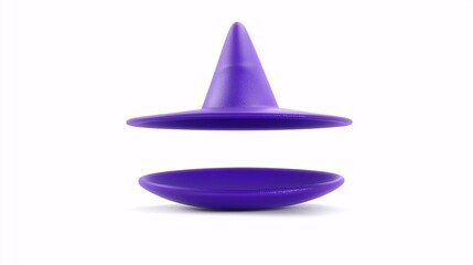 Fototapeta premium bright purple wizard hat with oversized brim and whimsical shape, floating slightly above surface, perfect for children’s media or playful designs. Fantasy wizard hat.isolate on white background 