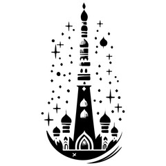 Silhouette Spiritual Tower with Celestial Accent