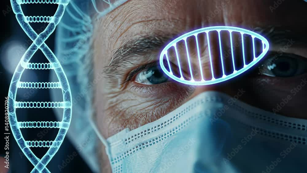 Poster exploring data processing and dna research with a focus on genetics in a laboratory setting, data pr