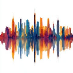 Fototapeta premium Colorful new york city skyline abstract isolated on white background