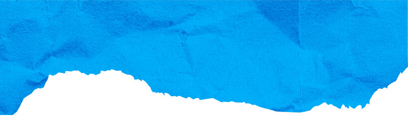 Blue torn ripped paper edge border isolated on transparent background. Blue Torn Paper Crumpled Illustration