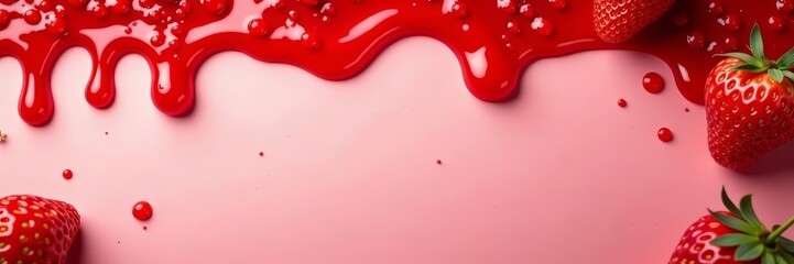 Seamless strawberry jam dripping background with textured drops, dessert, sweet, delicious
