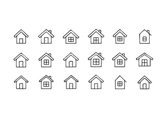 Homes Illustration: A set of cute homes arranged in a neat pattern, each with its own unique charm, embodying the essence of simple, minimalist living.
