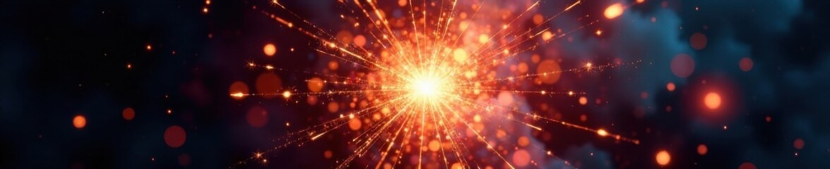Fototapeta premium Sparkling firework explosion into a starburst shape, sparks, fireworks, vibrant