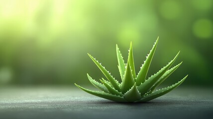 Fototapeta premium Beautiful green aloe vera plant in natural light on a dark surface