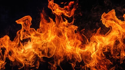 A mesmerizing display of vibrant flames dancing energetically against a dark backdrop, symbolizing energy and transformation.