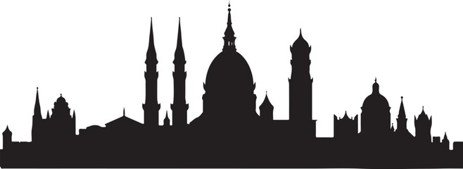 Naklejka premium City Skyline Silhouettes Set 