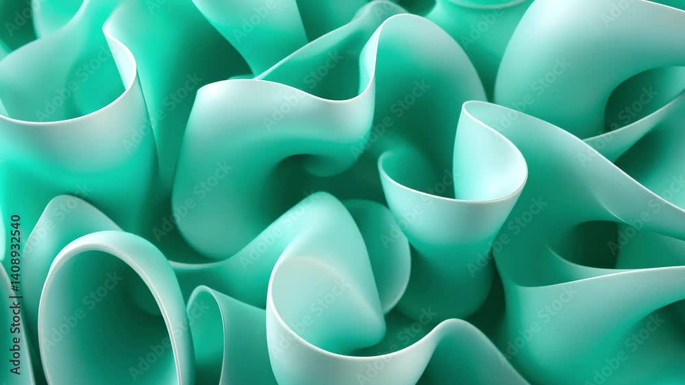 Aufkleber flowing turquoise green shapes create a mesmerizing visual texture, refreshing turquoise green shape