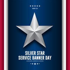 Obraz premium Happy National Silver Star Service Banner Day Background Design Illustration