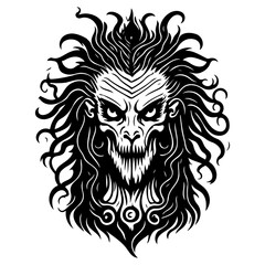 Stylized Ghastly Creature Black and White Design