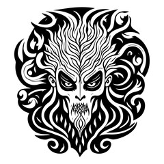 Illustrative Representation of a Tribal Demon Face