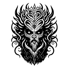 Monochrome Fabled Creature with Horned Headdress