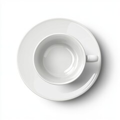 Minimalist White Coffee Cup and Saucer on Clean Background